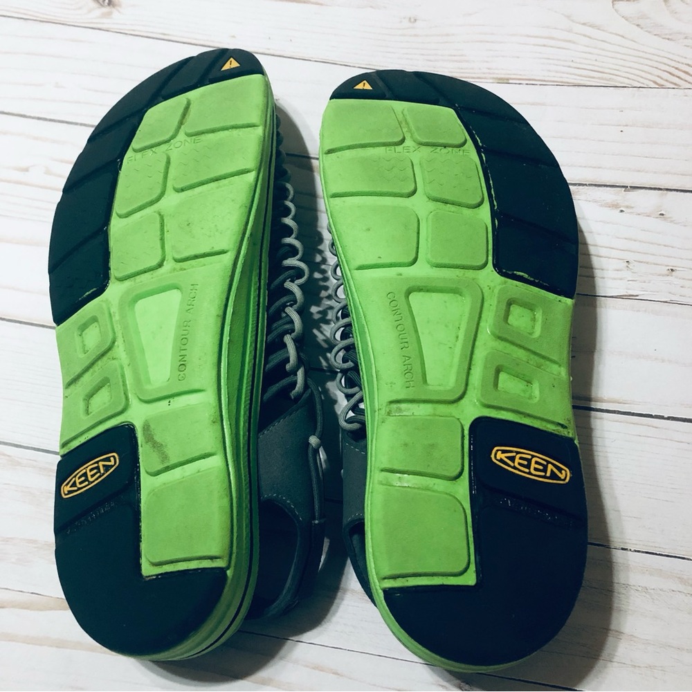 Keen Uneek Grey and Green Paracord Sport Sandals Water Shoes sz 11.5 US 45 EU - Picture 9 of 10